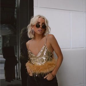 Darling gold sequin novelty crop top